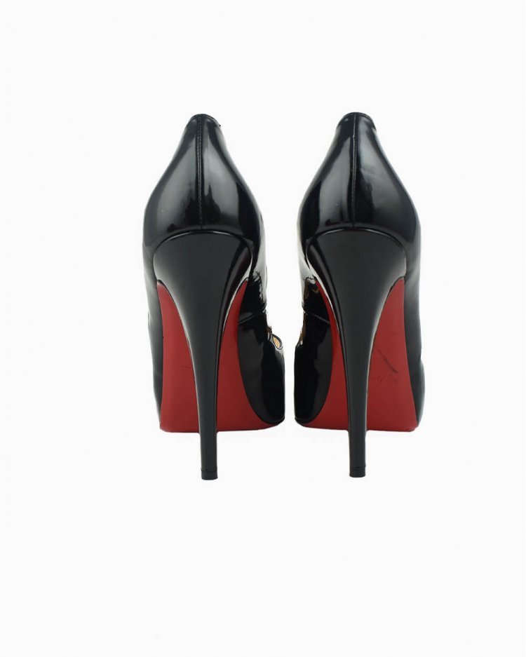 Peep Toe Christian Louboutin Original de Verniz Preto Feminino